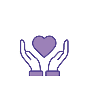 Icon of hands holding a heart